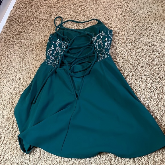 Green Sparkly Dillards Mini Dress - Picture 2 of 3